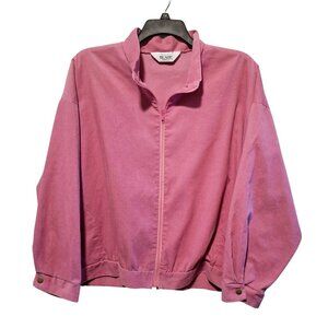 Blair Women's Pink Corduroy Zip-Up Lightweight Shacket Size L Cotton Blend Made